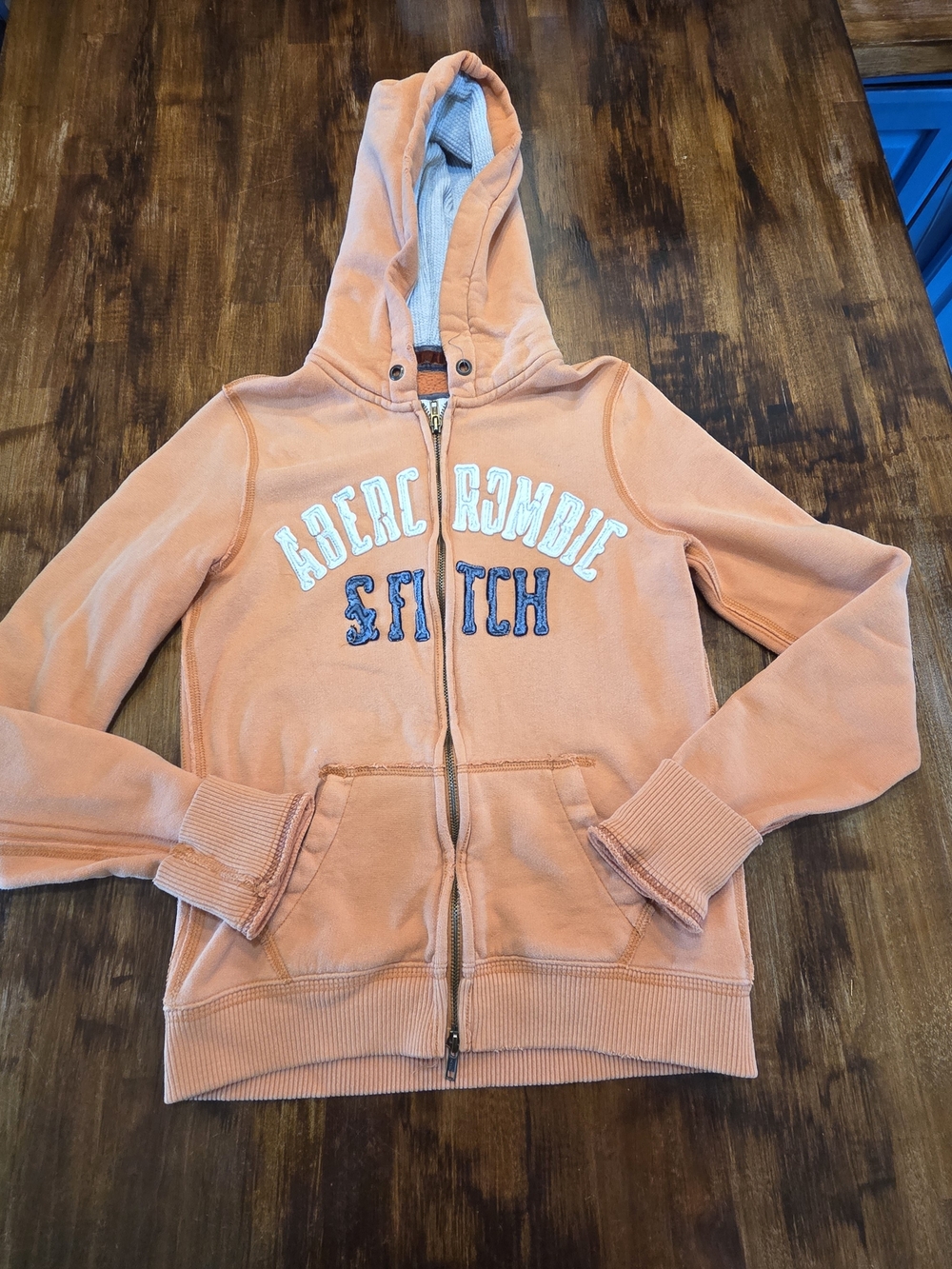 Vintage Y2K Orange Abercrombie & Fitch Double Zip up Hoodie SZ S Preppy Costal